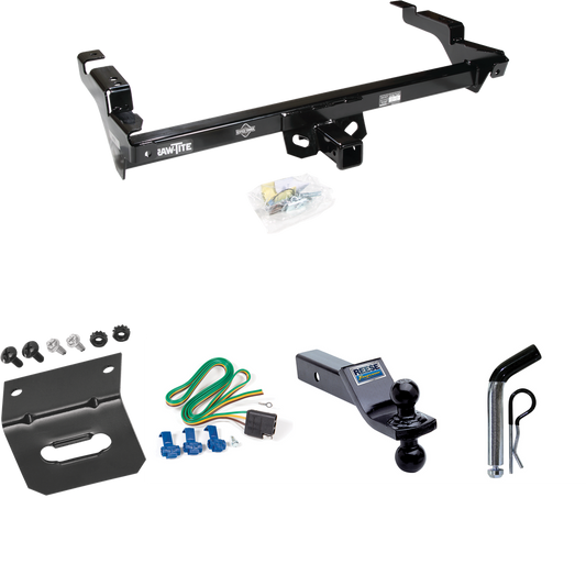 Fits 1979-1995 GMC G3500 Trailer Hitch Tow PKG w/ 4-Flat Wiring Harness + Dual Ball Ball Mount 1-7/8" & 2" Trailer Balls + Pin/Clip + Wiring Bracket By Draw-Tite