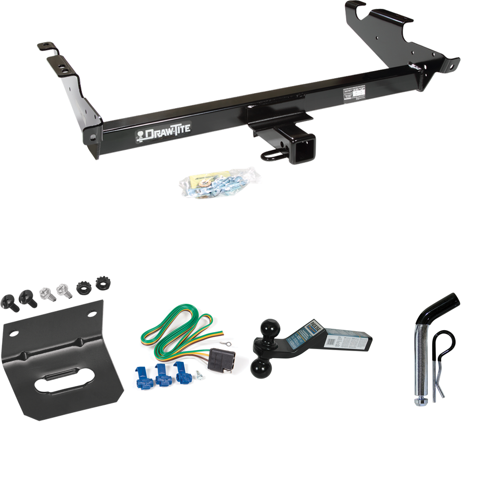 Fits 1996-1996 GMC G3500 Trailer Hitch Tow PKG w/ 4-Flat Wiring Harness + Dual Ball Ball Mount 2" & 2-5/16" Trailer Balls + Pin/Clip +  Wiring Bracket (For Vandura & Rally w/Lo-Mount Taillights Models) By Draw-Tite