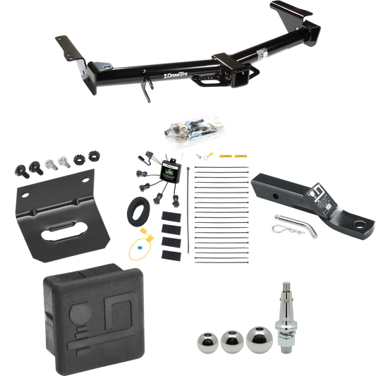 Fits 2003-2009 Lexus GX470 Trailer Hitch Tow PKG w/ 4-Flat Zero Contact "No Splice" Wiring + Ball Mount w/ 2" Drop + Interchangeable Ball 1-7/8" & 2" & 2-5/16" + Wiring Bracket + Hitch Cover By Draw-Tite