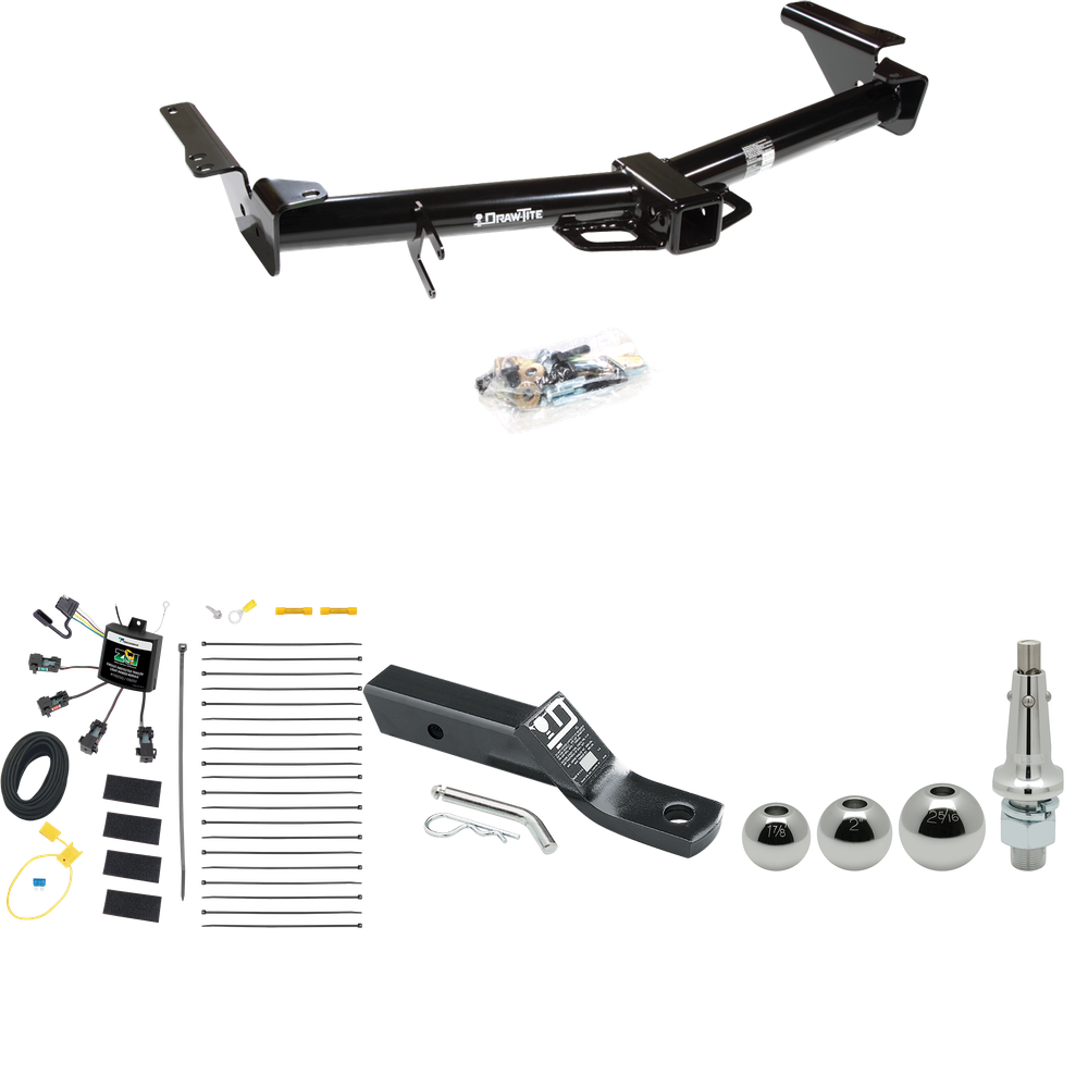 Se adapta al paquete de enganche de remolque Toyota 4Runner 2007-2009 con cableado "sin empalme" de 4 contactos planos cero + soporte de bola con caída de 2" + bola intercambiable de 1-7/8" y 2" y 2-5/16" de dibujar-tite