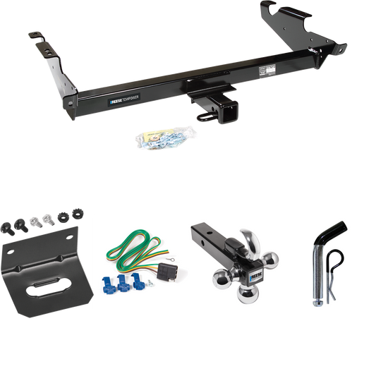 Fits 1996-1996 Chevrolet G30 Trailer Hitch Tow PKG w/ 4-Flat Wiring Harness + Triple Ball Ball Mount 1-7/8" & 2" & 2-5/16" Trailer Balls w/ Tow Hook + Pin/Clip + Wiring Bracket (For Classic & Sport w/Lo-Mount Taillights Models) By Reese Towpower