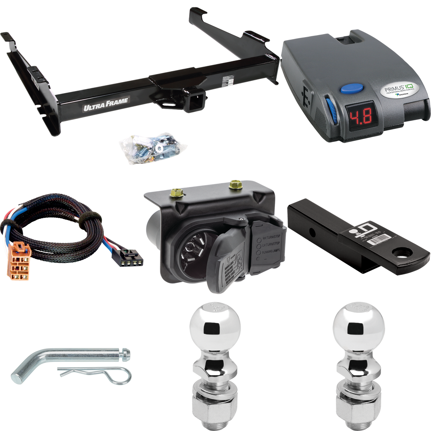 Fits 2003-2006 Chevrolet Suburban 1500 Trailer Hitch Tow PKG w/ Tekonsha Primus IQ Brake Control + Plug & Play BC Adapter + 7-Way RV Wiring + 2" & 2-5/16" Ball & Drop Mount (For w/Amber Turn Signals Models) By Draw-Tite