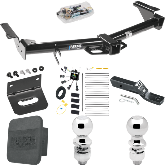 Fits 2003-2009 Lexus GX470 Trailer Hitch Tow PKG w/ 4-Flat Zero Contact "No Splice" Wiring + Ball Mount w/ 2" Drop + 2" Ball + 2-5/16" Ball + Wiring Bracket + Hitch Cover By Reese Towpower