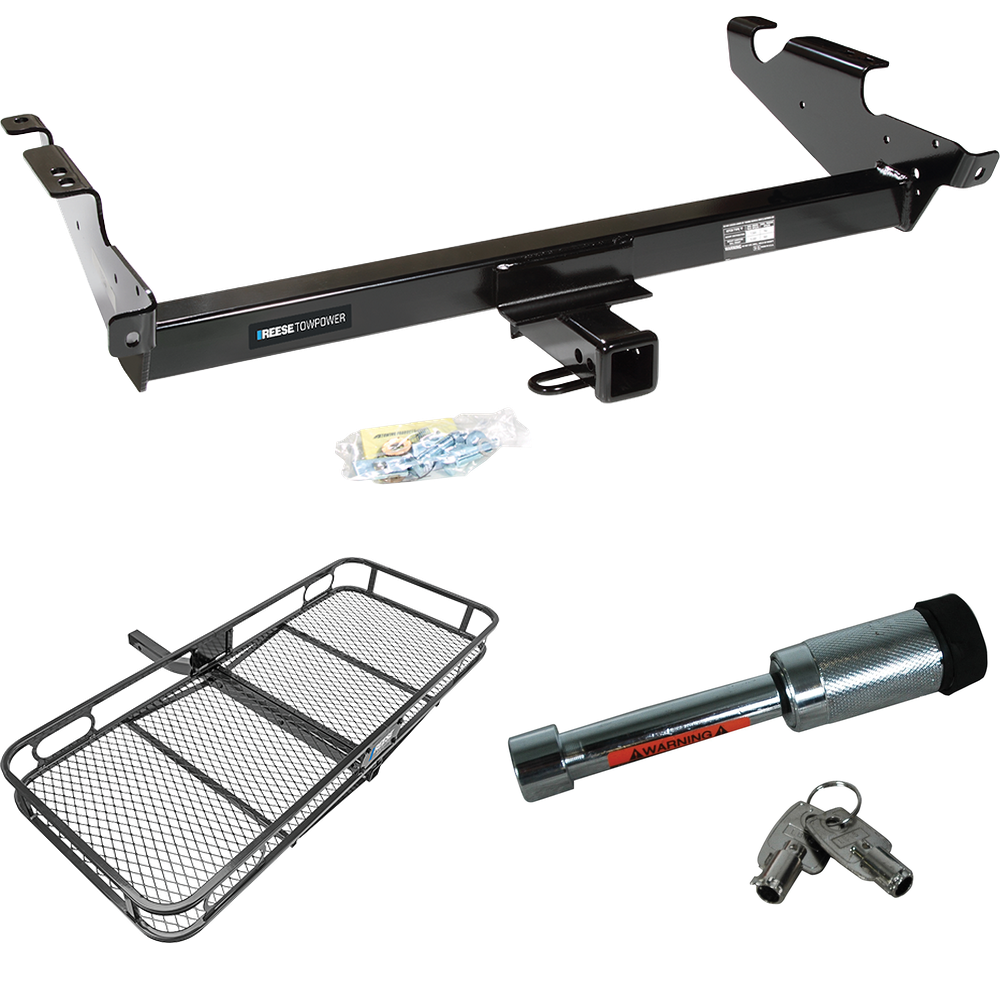 Fits 1979-1995 GMC G1500 Trailer Hitch Tow PKG w/ 60" x 24" Cargo Carrier + Hitch Lock By Reese Towpower