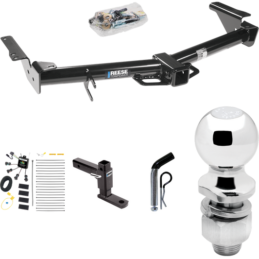 Fits 2007-2009 Toyota 4Runner Trailer Hitch Tow PKG w/ 4-Flat Zero Contact "No Splice" Wiring + Adjustable Drop Rise Ball Mount + Pin/Clip + 2" Ball By Reese Towpower