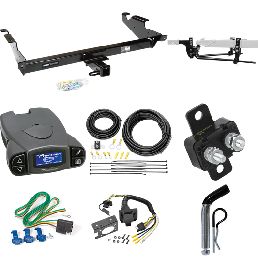 Fits 1979-1995 GMC G1500 Trailer Hitch Tow PKG w/ 8K Round Bar Weight Distribution Hitch w/ 2-5/16" Ball + Pin/Clip + Tekonsha Prodigy P3 Brake Control + 7-Way RV Wiring By Reese Towpower