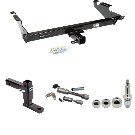 Fits 1996-1996 GMC G3500 Trailer Hitch Tow PKG w/ Adjustable Drop Rise Ball Mount + Dual Hitch & Copler Locks + Inerchangeable 1-7/8" & 2" & 2-5/16" Balls (For Vandura & Rally w/Lo-Mount Taillights Models) By Reese Towpower