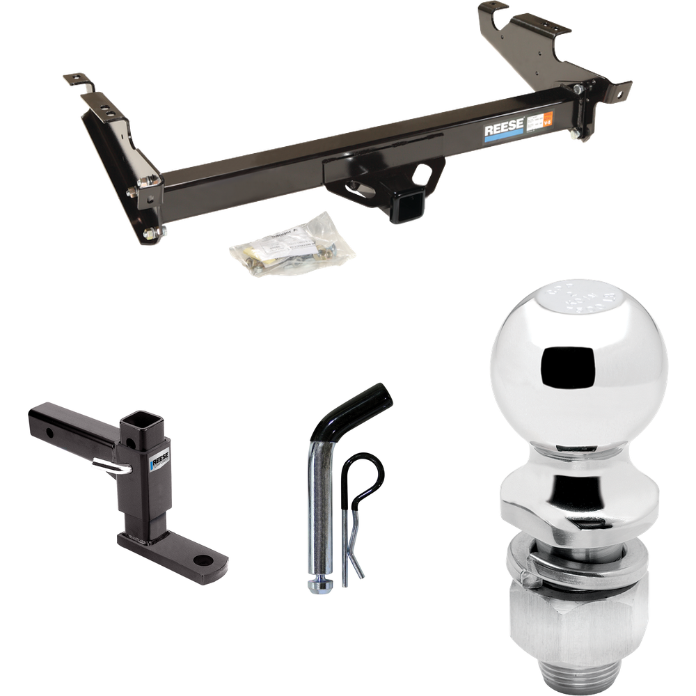 Fits 1996-1996 Chevrolet G30 Trailer Hitch Tow PKG w/ Adjustable Drop Rise Ball Mount + Pin/Clip + 2" Ball (For Classic & Sport w/Lo-Mount Taillights Models) By Reese Towpower