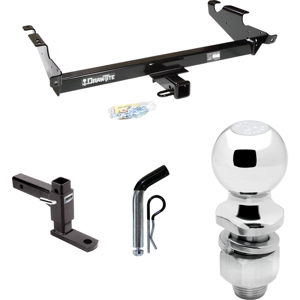 Fits 1996-1996 Chevrolet G30 Trailer Hitch Tow PKG w/ Adjustable Drop Rise Ball Mount + Pin/Clip + 2" Ball (For Classic & Sport w/Lo-Mount Taillights Models) By Draw-Tite