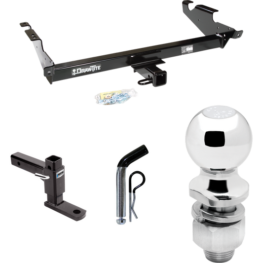 Fits 1996-1996 Chevrolet G30 Trailer Hitch Tow PKG w/ Adjustable Drop Rise Ball Mount + Pin/Clip + 2" Ball (For Classic & Sport w/Lo-Mount Taillights Models) By Draw-Tite