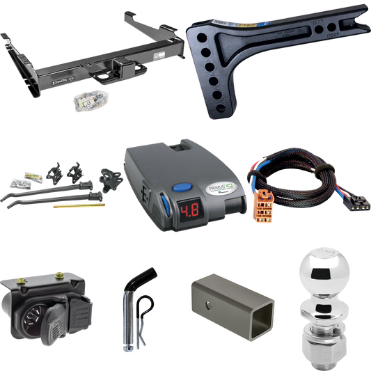 Fits 2003-2006 GMC Yukon XL 2500 Trailer Hitch Tow PKG w/ 15K Trunnion Bar Weight Distribution Hitch + Pin/Clip + 2-5/16" Ball + Tekonsha Primus IQ Brake Control + Plug & Play BC Adapter + 7-Way RV Wiring By Draw-Tite