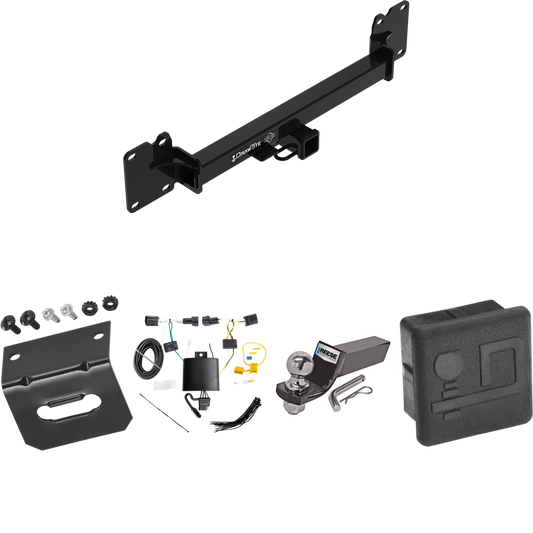 Fits 2018-2022 Land Rover Range Rover Velar Trailer Hitch Tow PKG w/ 4-Flat Wiring + Starter Kit Ball Mount w/ 2" Drop & 2" Ball + Wiring Bracket + Hitch Cover By Draw-Tite