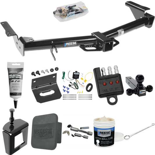 Fits 2003-2009 Lexus GX470 Trailer Hitch Tow PKG w/ 4-Flat Wiring + Triple Ball Ball Mount 1-7/8" & 2" & 2-5/16" Trailer Balls + Wiring Bracket + Hitch Cover + Dual Hitch & Coupler Locks + Wiring Tester + Ball Lube + Electric Grease + Ball Wrench + A