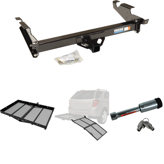 Fits 1978-1995 Chevrolet G10 Trailer Hitch Tow PKG w/ Cargo Carrier + Bi-Fold Ramp + Hitch Lock By Reese Towpower