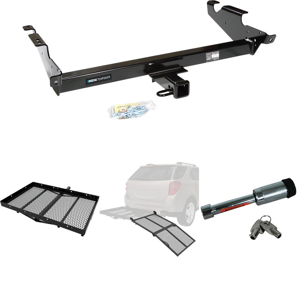 Fits 1978-1995 Chevrolet G20 Trailer Hitch Tow PKG w/ Cargo Carrier + Bi-Fold Ramp + Hitch Lock By Reese Towpower