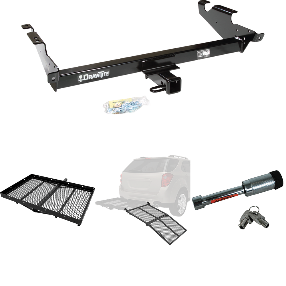 Fits 1996-1996 Chevrolet G30 Trailer Hitch Tow PKG w/ Cargo Carrier + Bi-Fold Ramp + Hitch Lock (For Classic & Sport w/Lo-Mount Taillights Models) By Draw-Tite