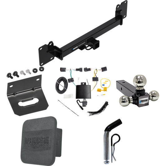 Fits 2018-2022 Land Rover Range Rover Velar Trailer Hitch Tow PKG w/ 4-Flat Wiring + Triple Ball Ball Mount 1-7/8" & 2" & 2-5/16" Trailer Balls + Pin/Clip + Wiring Bracket + Hitch Cover By Reese Towpower