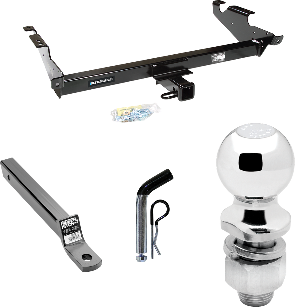 Fits 1978-1995 Chevrolet G20 Trailer Hitch Tow PKG w/ Extended 16" Long Ball Mount w/ 2" Drop + Pin/Clip + 2" Ball By Reese Towpower