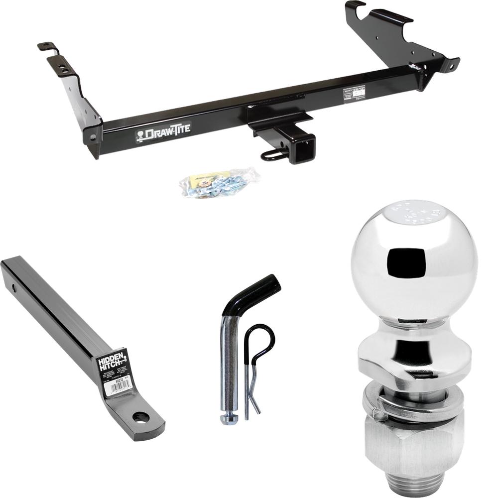 Fits 1978-1995 Chevrolet G10 Trailer Hitch Tow PKG w/ Extended 16" Long Ball Mount w/ 2" Drop + Pin/Clip + 2" Ball By Draw-Tite