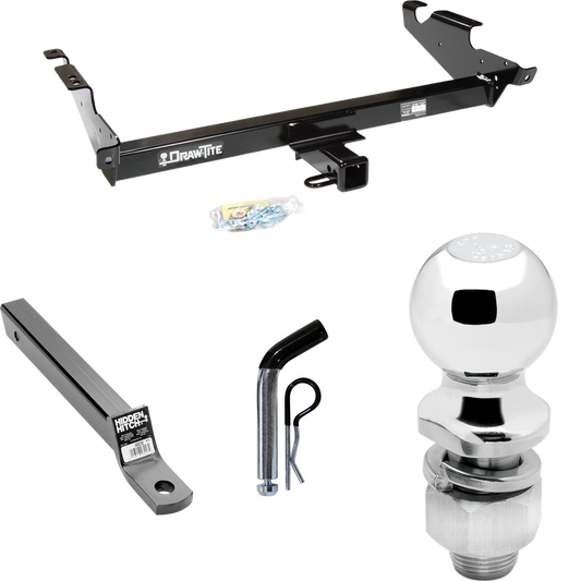 Fits 1978-1995 Chevrolet G10 Trailer Hitch Tow PKG w/ Extended 16" Long Ball Mount w/ 2" Drop + Pin/Clip + 2" Ball By Draw-Tite