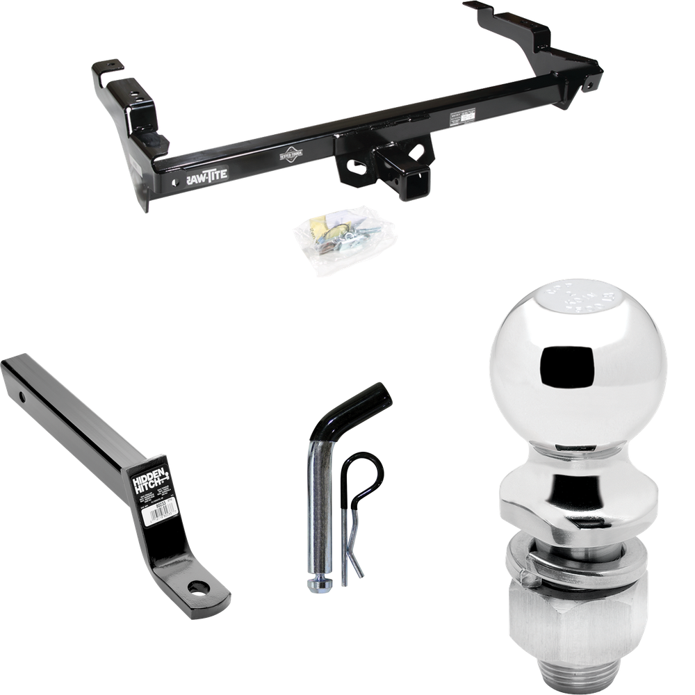 Fits 1979-1995 GMC G3500 Trailer Hitch Tow PKG w/ Extended 16" Long Ball Mount w/ 4" Drop + Pin/Clip + 2" Ball By Draw-Tite