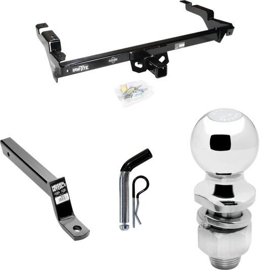 Fits 1979-1995 GMC G3500 Trailer Hitch Tow PKG w/ Extended 16" Long Ball Mount w/ 4" Drop + Pin/Clip + 2" Ball By Draw-Tite