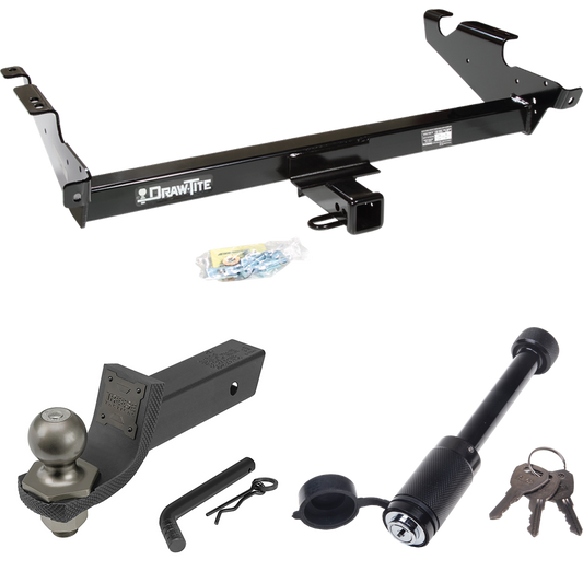 Fits 1979-1995 GMC G2500 Trailer Hitch Tow PKG + Interlock Tactical Starter Kit w/ 2" Drop & 2" Ball + Tactical Dogbone Lock By Draw-Tite