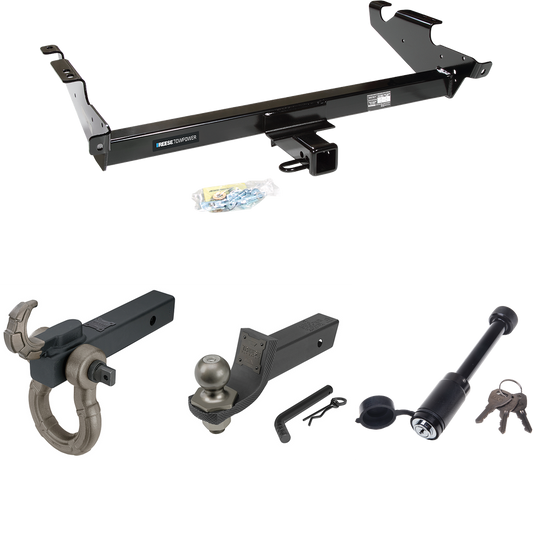 Fits 1978-1995 Chevrolet G20 Trailer Hitch Tow PKG + Interlock Tactical Starter Kit w/ 2" Drop & 2" Ball + Tactical Hook & Shackle Mount + Tactical Dogbone Lock By Reese Towpower