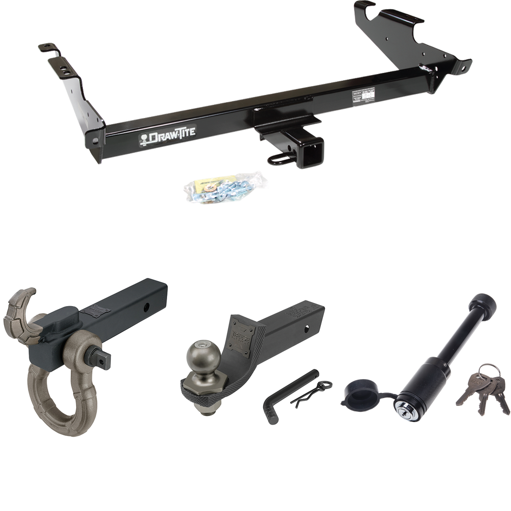 Fits 1979-1995 GMC G1500 Trailer Hitch Tow PKG + Interlock Tactical Starter Kit w/ 2" Drop & 2" Ball + Tactical Hook & Shackle Mount + Tactical Dogbone Lock By Draw-Tite