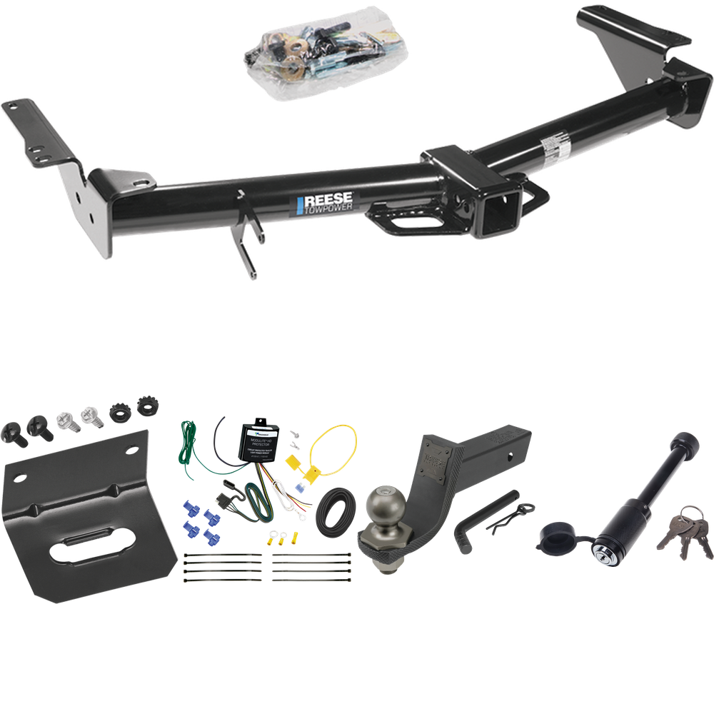 Fits 2007-2009 Toyota 4Runner Trailer Hitch Tow PKG w/ 4-Flat Wiring + Interlock Tactical Starter Kit w/ 3-1/4" Drop & 2" Ball + Tactical Dogbone Lock + Wiring Bracket By Reese Towpower