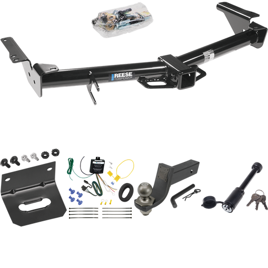 Fits 2007-2009 Toyota 4Runner Trailer Hitch Tow PKG w/ 4-Flat Wiring + Interlock Tactical Starter Kit w/ 3-1/4" Drop & 2" Ball + Tactical Dogbone Lock + Wiring Bracket By Reese Towpower