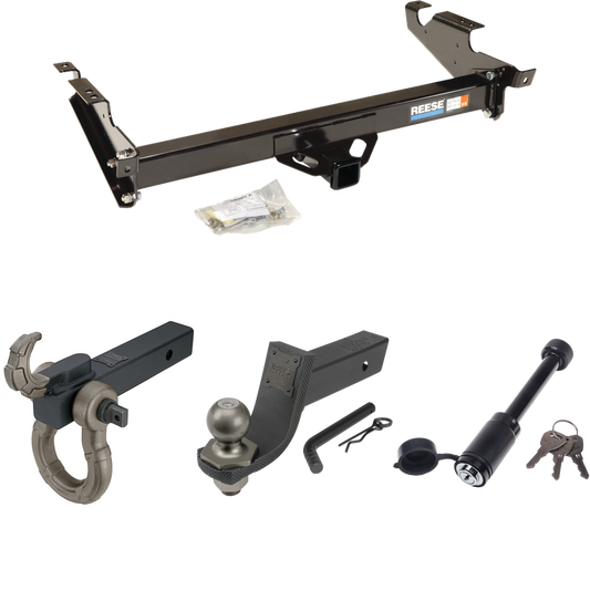 Fits 1996-1996 Chevrolet G30 Trailer Hitch Tow PKG + Interlock Tactical Starter Kit w/ 3-1/4" Drop & 2" Ball + Tactical Hook & Shackle Mount + Tactical Dogbone Lock (For Classic & Sport w/Lo-Mount Taillights Models) By Reese Towpower