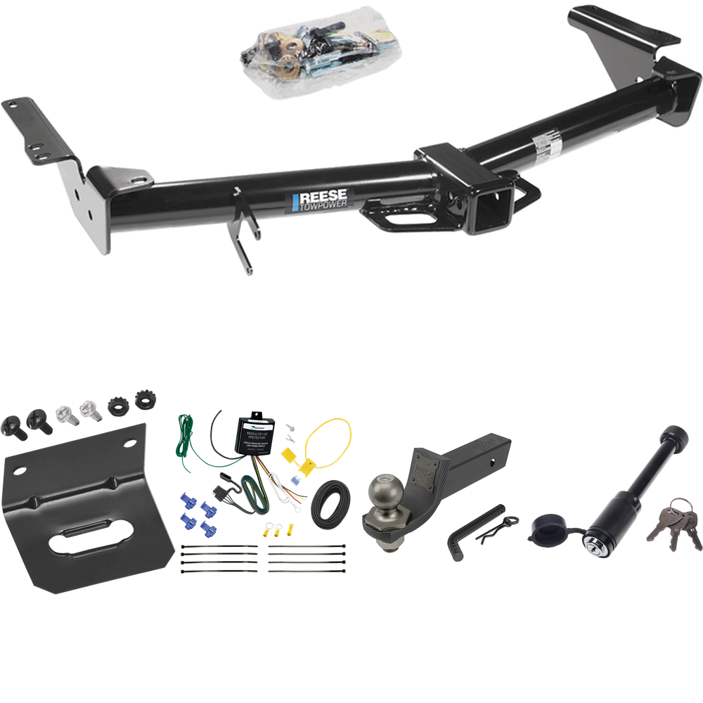 Se adapta al paquete de remolque con enganche para remolque Lexus GX470 2003-2009 con cableado de 4 planos + kit de inicio táctico de enclavamiento con caída de 2" y bola de 2" + bloqueo táctico de hueso de perro + soporte de cableado de Reese Towpower