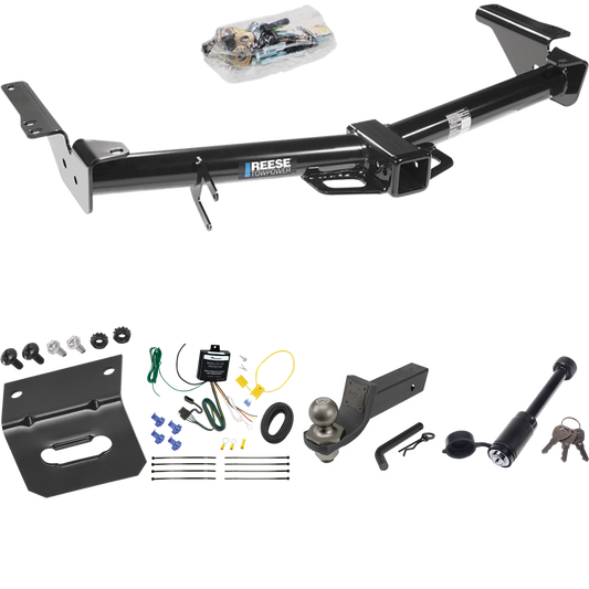 Se adapta al paquete de remolque con enganche para remolque Lexus GX470 2003-2009 con cableado de 4 planos + kit de inicio táctico de enclavamiento con caída de 2" y bola de 2" + bloqueo táctico de hueso de perro + soporte de cableado de Reese Towpower