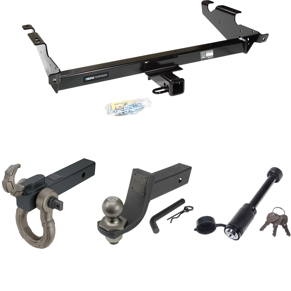 Fits 1978-1995 Chevrolet G30 Trailer Hitch Tow PKG + Interlock Tactical Starter Kit w/ 3-1/4" Drop & 2" Ball + Tactical Hook & Shackle Mount + Tactical Dogbone Lock By Reese Towpower