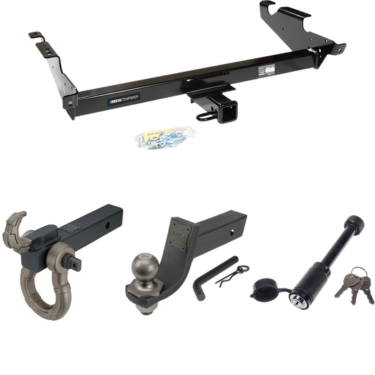 Fits 1978-1995 Chevrolet G30 Trailer Hitch Tow PKG + Interlock Tactical Starter Kit w/ 3-1/4" Drop & 2" Ball + Tactical Hook & Shackle Mount + Tactical Dogbone Lock By Reese Towpower