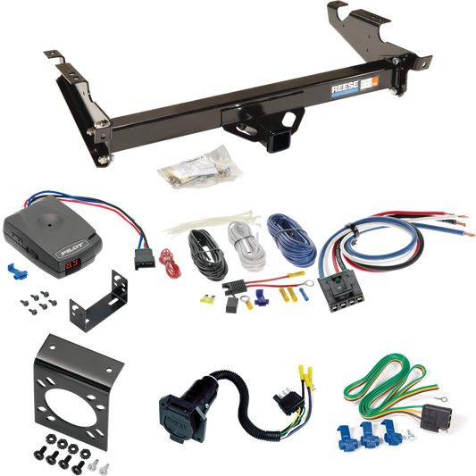 Fits 1979-1995 GMC G2500 Trailer Hitch Tow PKG w/ Pro Series Pilot Brake Control + Generic BC Wiring Adapter + 7-Way RV Wiring By Reese Towpower