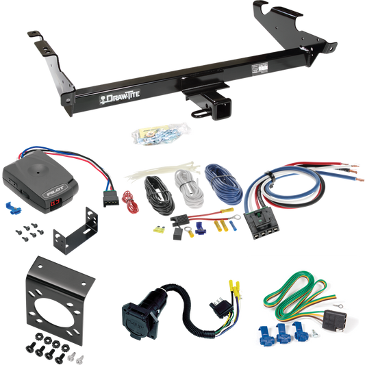 Fits 1978-1995 Chevrolet G30 Trailer Hitch Tow PKG w/ Pro Series Pilot Brake Control + Generic BC Wiring Adapter + 7-Way RV Wiring By Draw-Tite