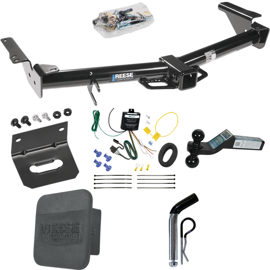 Fits 2007-2009 Toyota 4Runner Trailer Hitch Tow PKG w/ 4-Flat Wiring + Dual Ball Ball Mount 2" & 2-5/16" Trailer Balls + Pin/Clip + Wiring Bracket + Hitch Cover By Reese Towpower