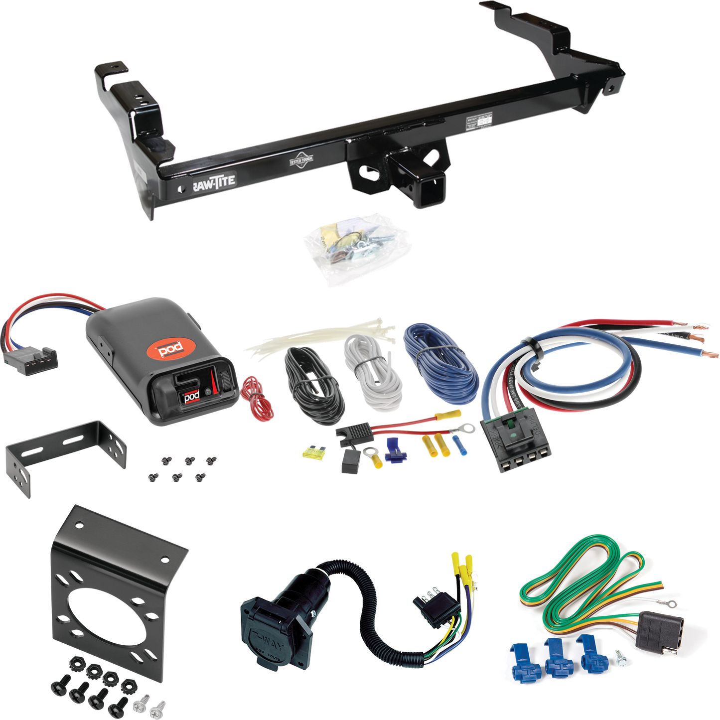 Fits 1979-1995 GMC G2500 Trailer Hitch Tow PKG w/ Pro Series POD Brake Control + Generic BC Wiring Adapter + 7-Way RV Wiring By Draw-Tite