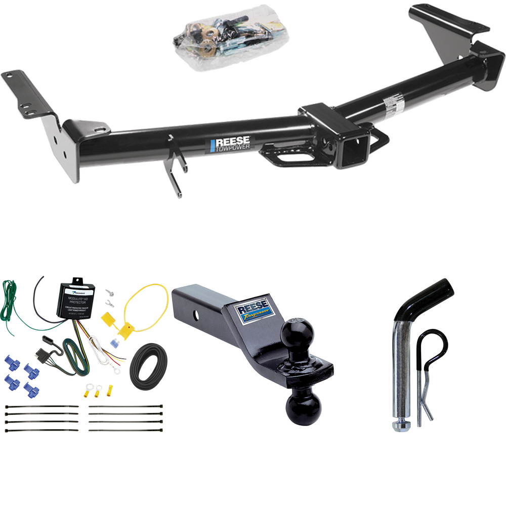 Fits 2007-2009 Toyota 4Runner Trailer Hitch Tow PKG w/ 4-Flat Wiring + Dual Ball Ball Mount 1-7/8" & 2" Trailer Balls + Pin/Clip By Reese Towpower