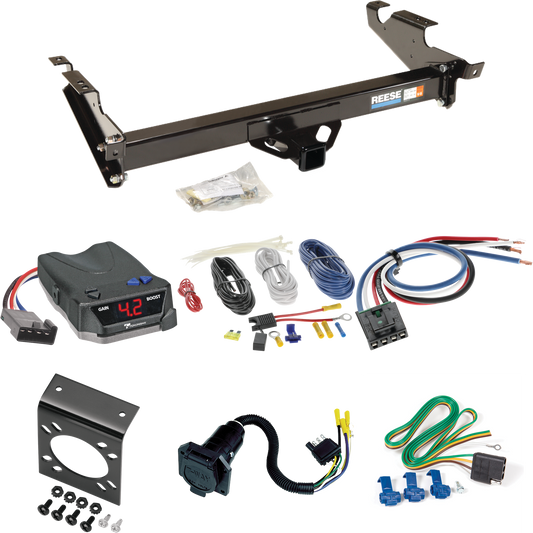 Fits 1978-1995 Chevrolet G20 Trailer Hitch Tow PKG w/ Tekonsha BRAKE-EVN Brake Control + Generic BC Wiring Adapter + 7-Way RV Wiring By Reese Towpower