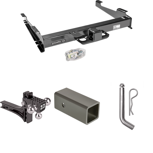 Fits 2000-2006 Chevrolet Suburban 2500 Trailer Hitch Tow PKG w/ 2-1/2" to 2" Adapter 6" Length + Adjustable Drop Rise Triple Ball Ball Mount 1-7/8" & 2" & 2-5/16" Trailer Balls + Pin/Clip (For w/Amber Turn Signals Models) By Draw-Tite