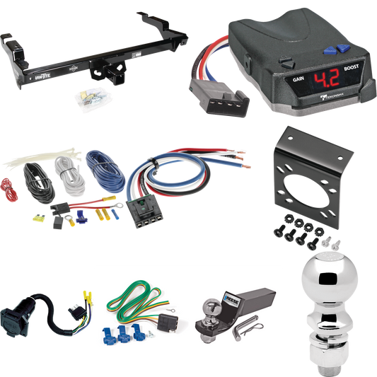 Fits 1979-1995 GMC G2500 Trailer Hitch Tow PKG w/ Tekonsha BRAKE-EVN Brake Control + Generic BC Wiring Adapter + 7-Way RV Wiring + 2" & 2-5/16" Ball & Drop Mount By Draw-Tite