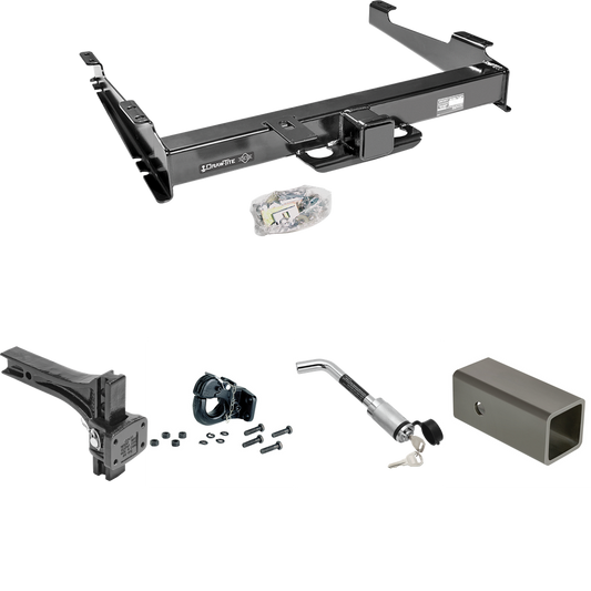 Fits 2000-2006 Chevrolet Suburban 2500 Trailer Hitch Tow PKG w/ 2-1/2" to 2" Adapter 6" Length + Adjustable Pintle Hook Mounting Plate + 20K Pintle Hook + Hitch Lock (For w/Amber Turn Signals Models) By Draw-Tite