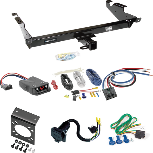 Fits 1996-1996 GMC G3500 Trailer Hitch Tow PKG w/ Tekonsha Brakeman IV Brake Control + Generic BC Wiring Adapter + 7-Way RV Wiring (For Vandura & Rally w/Lo-Mount Taillights Models) By Reese Towpower