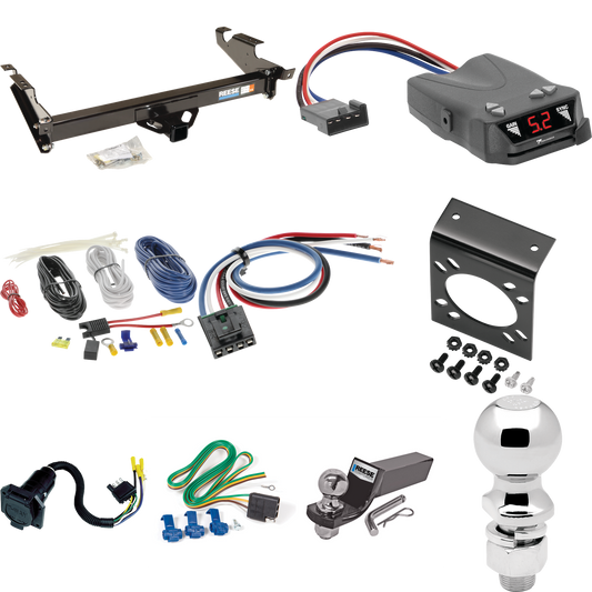 Se adapta al paquete de enganche de remolque Chevrolet G20 1978-1995 con control de freno Tekonsha Brakeman IV + adaptador de cableado BC genérico + cableado RV de 7 vías + soporte de bola y caída de 2" y 2-5/16" de Reese Towpower