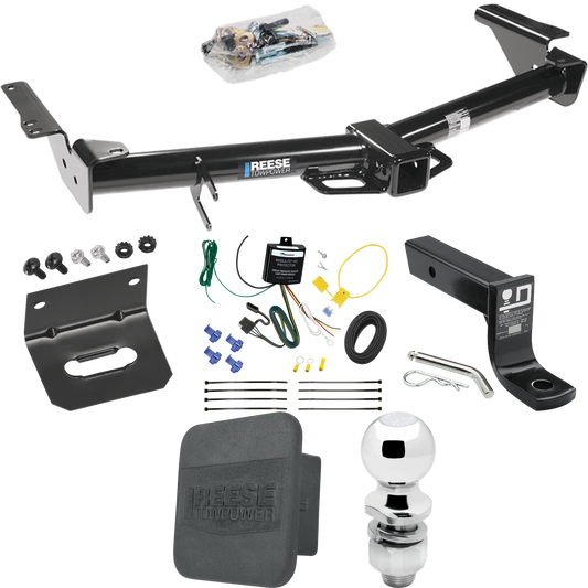 Fits 2003-2009 Lexus GX470 Trailer Hitch Tow PKG w/ 4-Flat Wiring + Ball Mount w/ 4" Drop + 2" Ball + Wiring Bracket + Hitch Cover By Reese Towpower