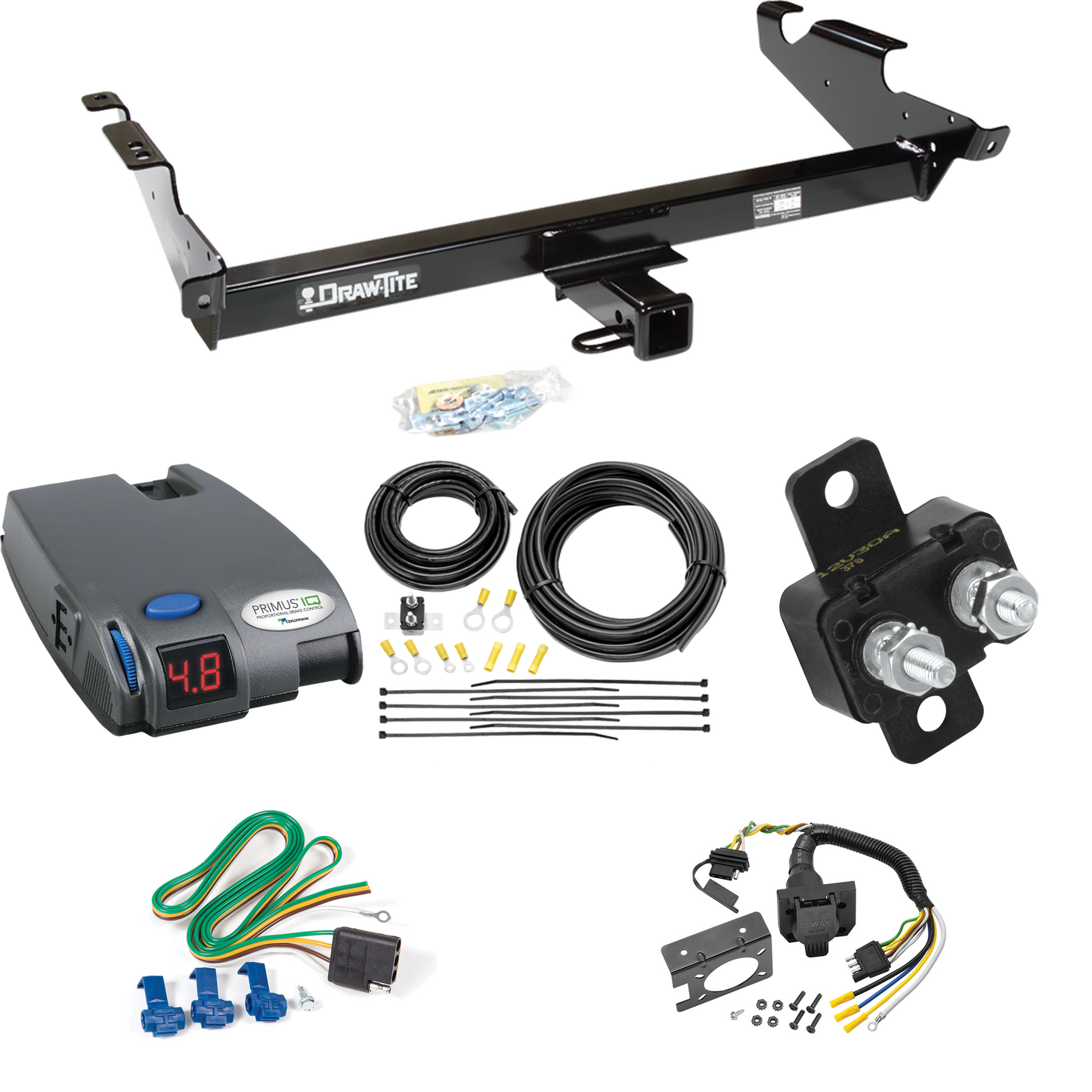 Se adapta al paquete de enganche de remolque GMC G3500 1996-1996 con control de freno Tekonsha Primus IQ + cableado RV de 7 vías (para modelos Vandura y Rally con luces traseras de montaje bajo) de Draw-Tite