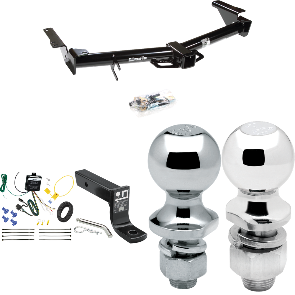 Fits 2007-2009 Toyota 4Runner Trailer Hitch Tow PKG w/ 4-Flat Wiring + Ball Mount w/ 4" Drop + 2" Ball + 1-7/8" Ball By Draw-Tite